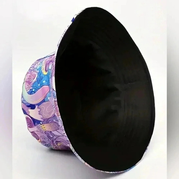 Purple Trippy Festival Mushroom Bucket Sun Hat Unisex Psychedelic - Picture 3 of 3